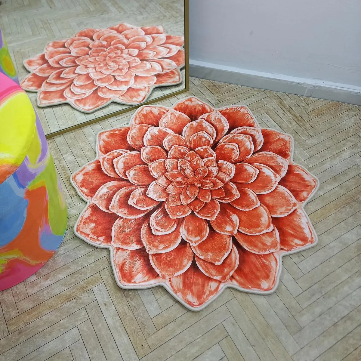 Lotus Shape Rug Plush Soft Flower Carpet Statement - Image 2