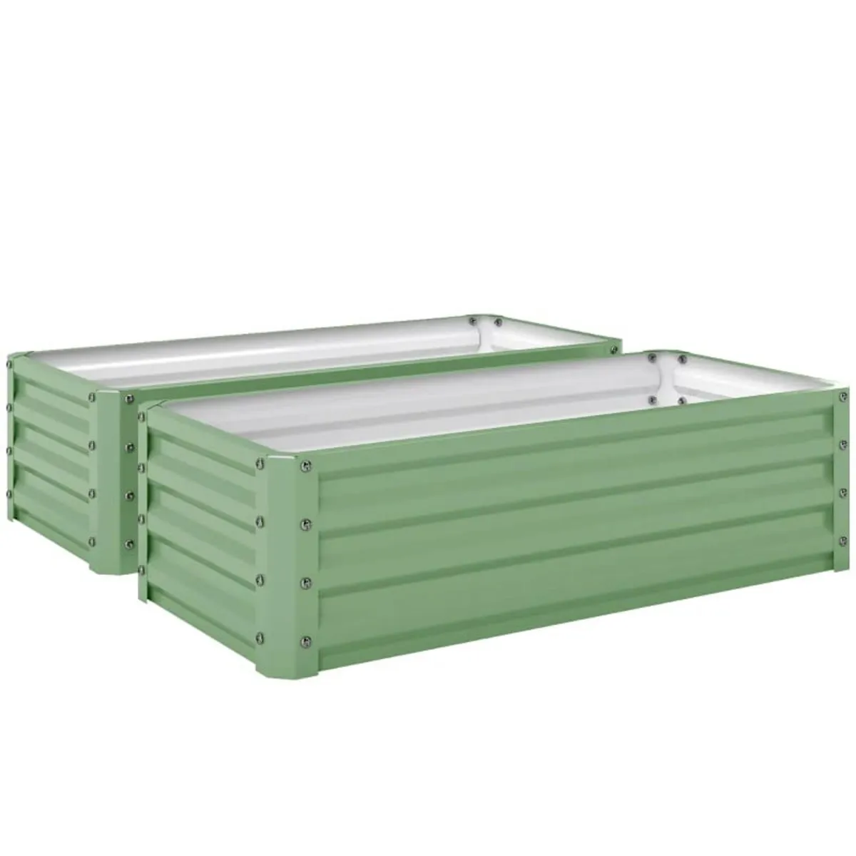 Set of Two 110 x 50cm Steel Planter Boxes - Light - Image 1