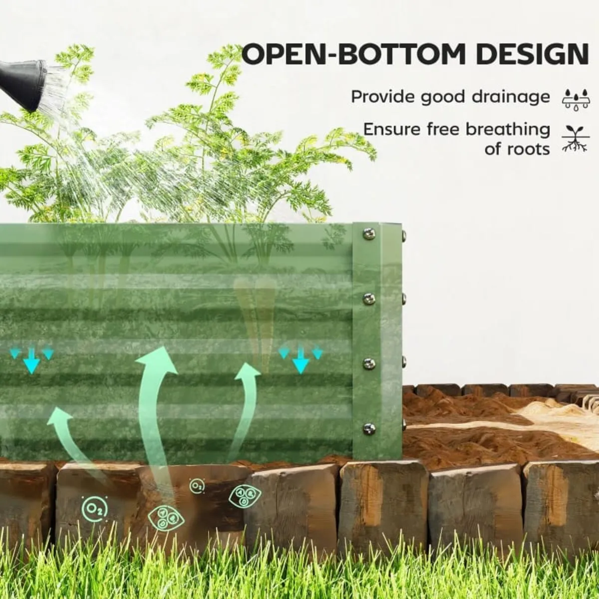 Set of Two 110 x 50cm Steel Planter Boxes - Light - Image 2