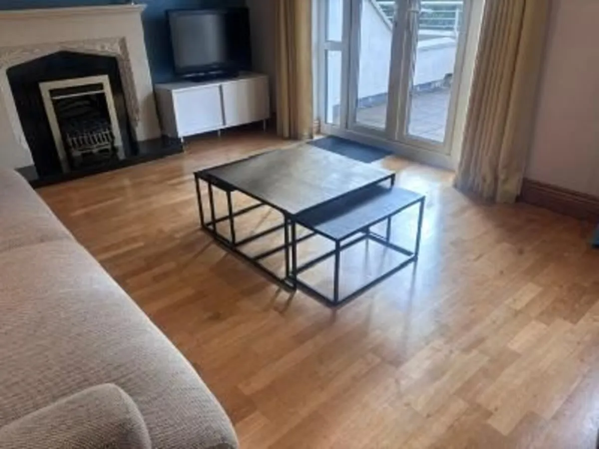 New Metal Gold/Black 3 Panel Coffee Table - Image 2