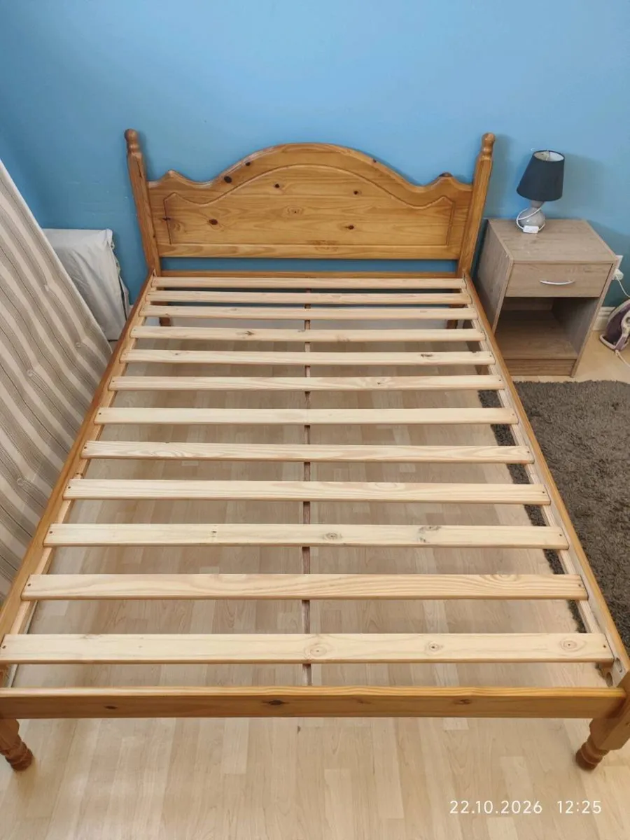 Double Wooden Bed Frame (140 x 190 cm) - Image 1