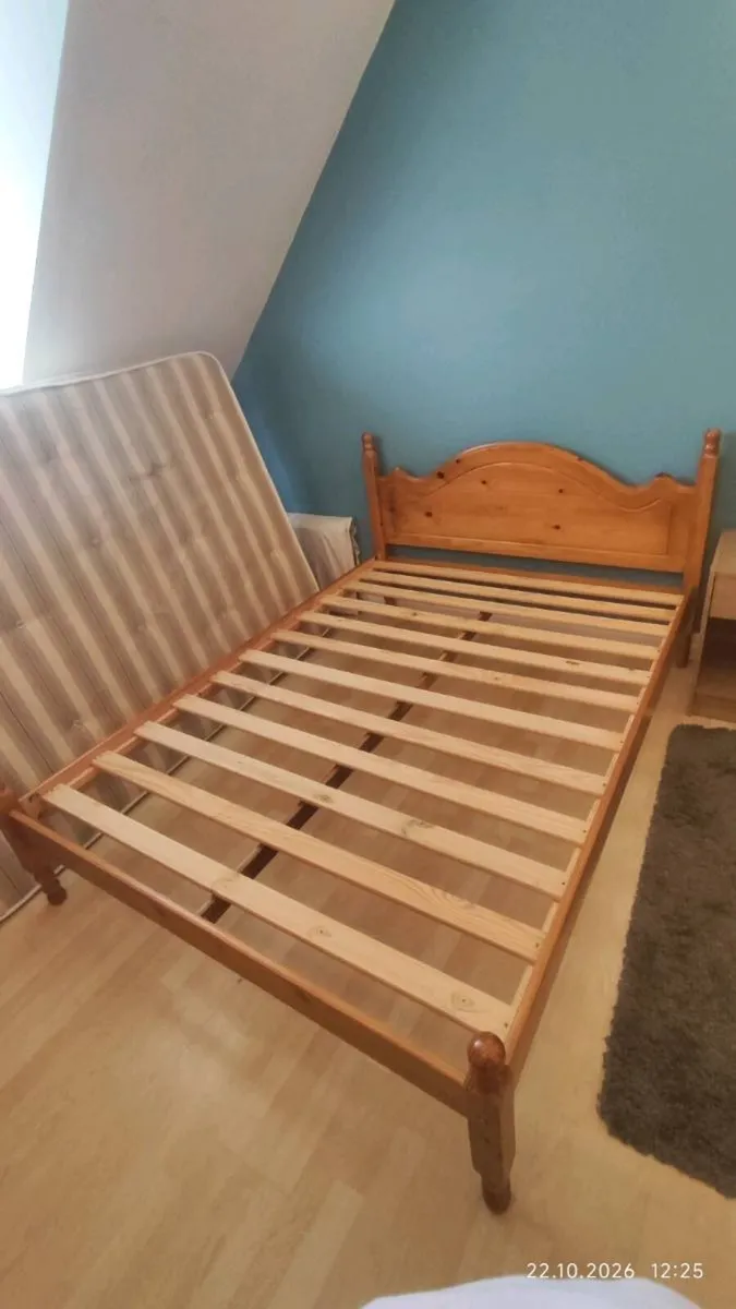 Double Wooden Bed Frame (140 x 190 cm) - Image 2