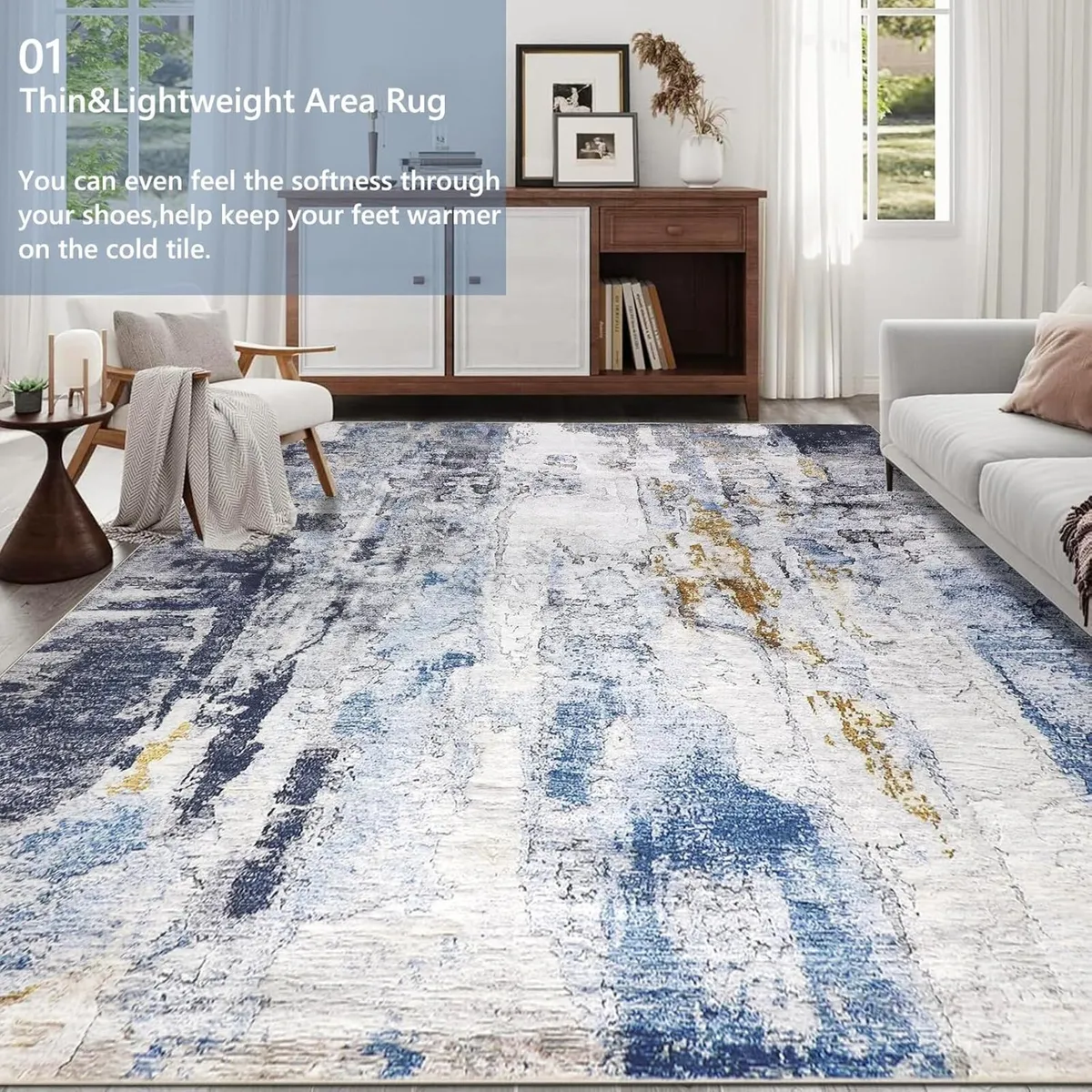 Modern Abstract Area Rug Living Room - Image 4