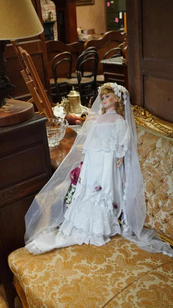 Large Vintage Porcelain Bride Doll - Image 1