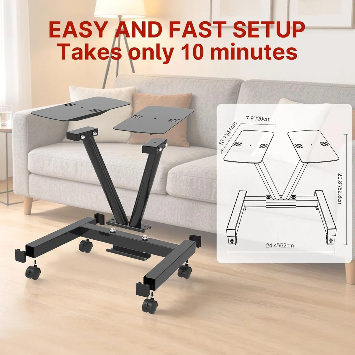 Adjustable Dumbbell Stand with Wheels 100KG - Image 3