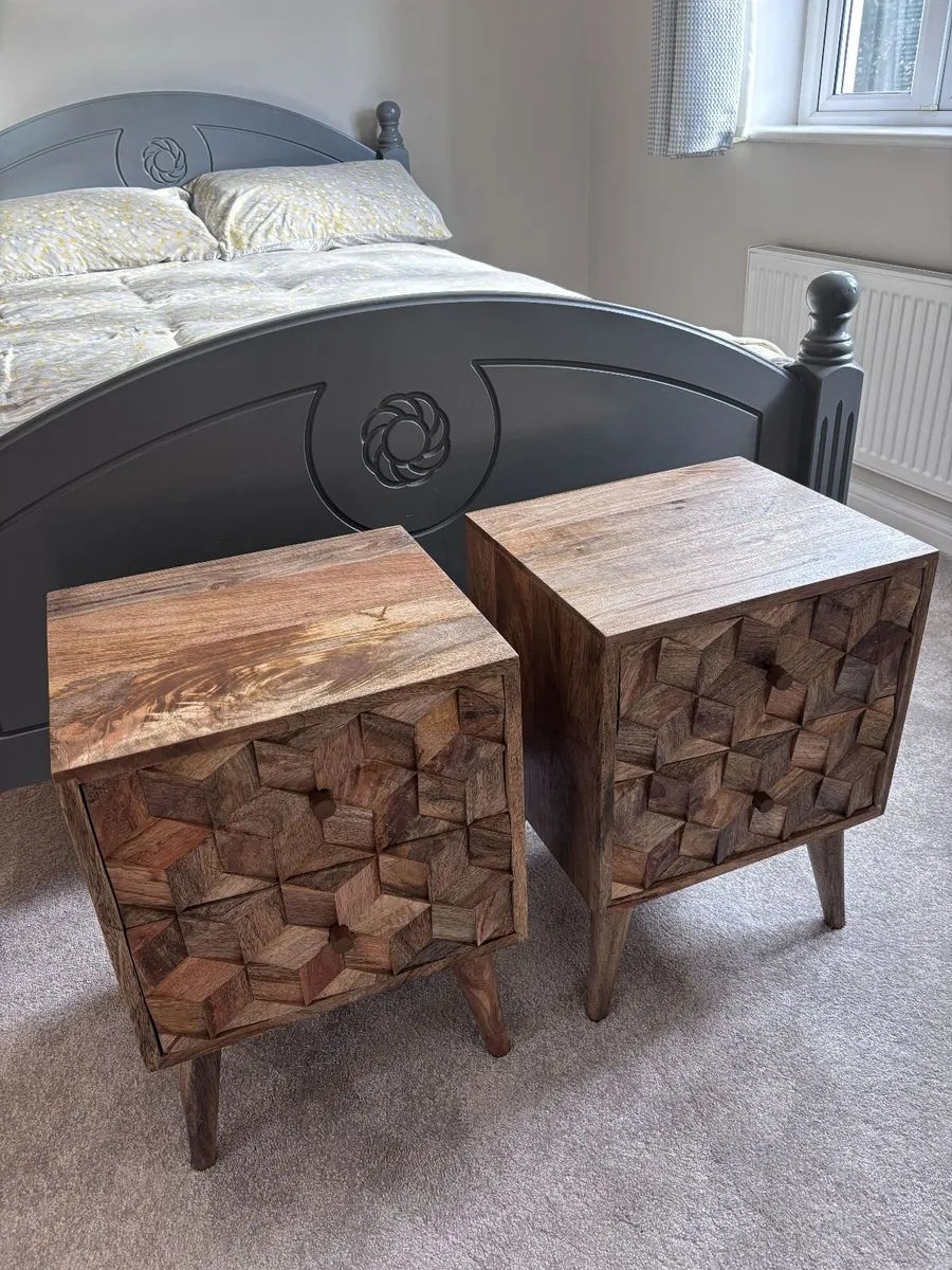 Two new modern wooden bedroom lockers, twin drawer - Image 1