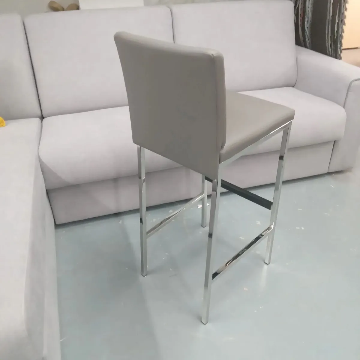 Bar Stools Chrome/Grey Leather - Image 2