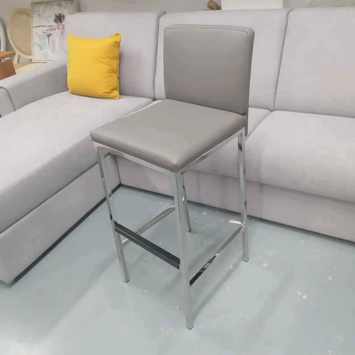 Bar Stools Chrome/Grey Leather - Image 3