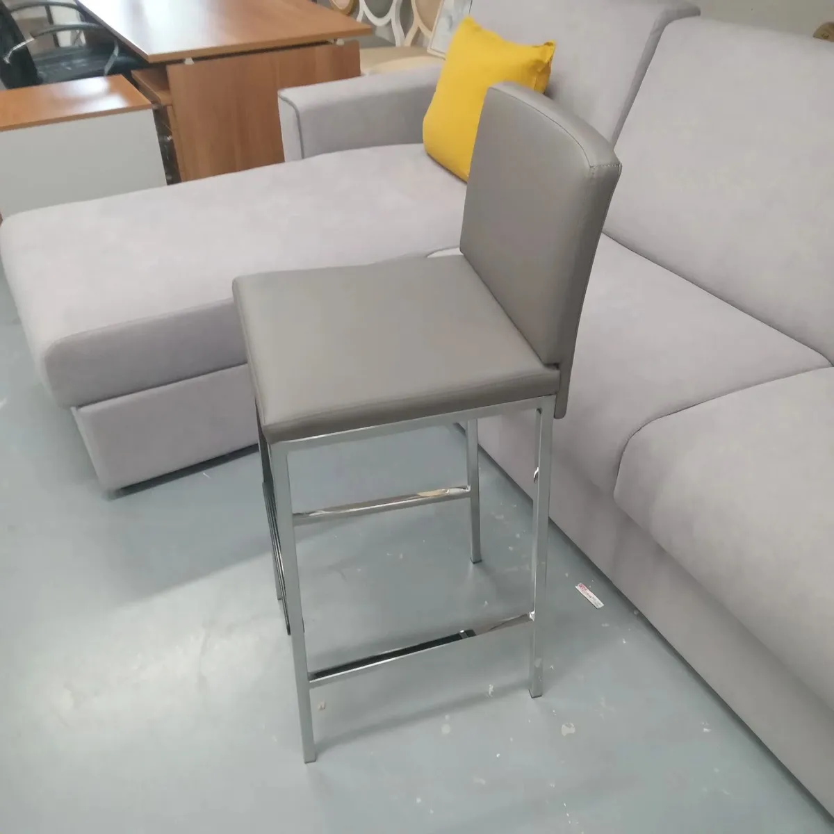 Bar Stools Chrome/Grey Leather - Image 1