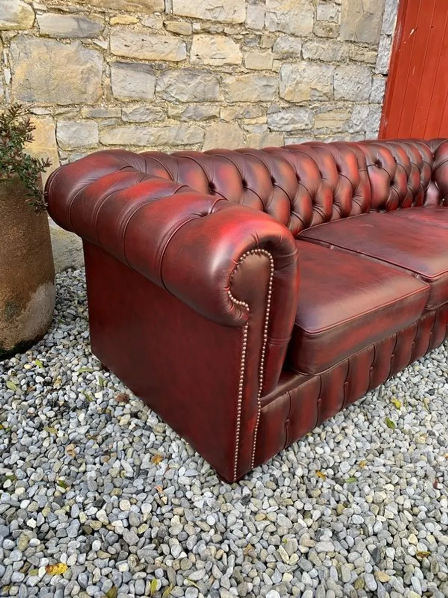 Vintage Oxblood Leather Chesterfield Corner Sofa. - Image 2