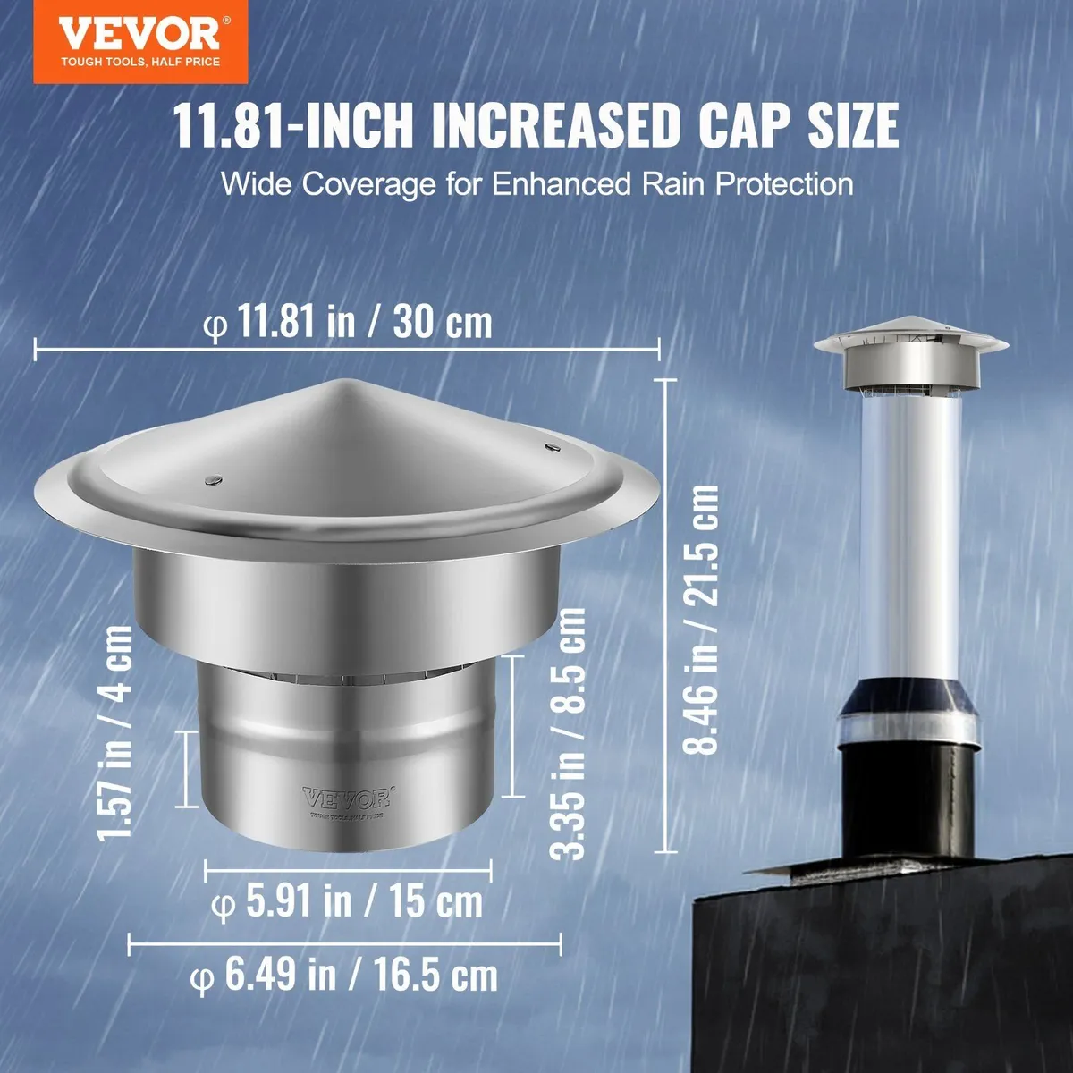 304 Stainless Steel Chimney Cap 152mm - Image 2