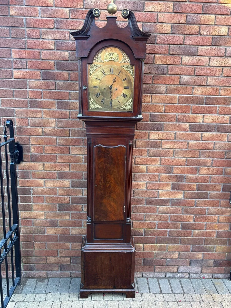 Victorian mahogany brass dial grandfather clock - Image 1