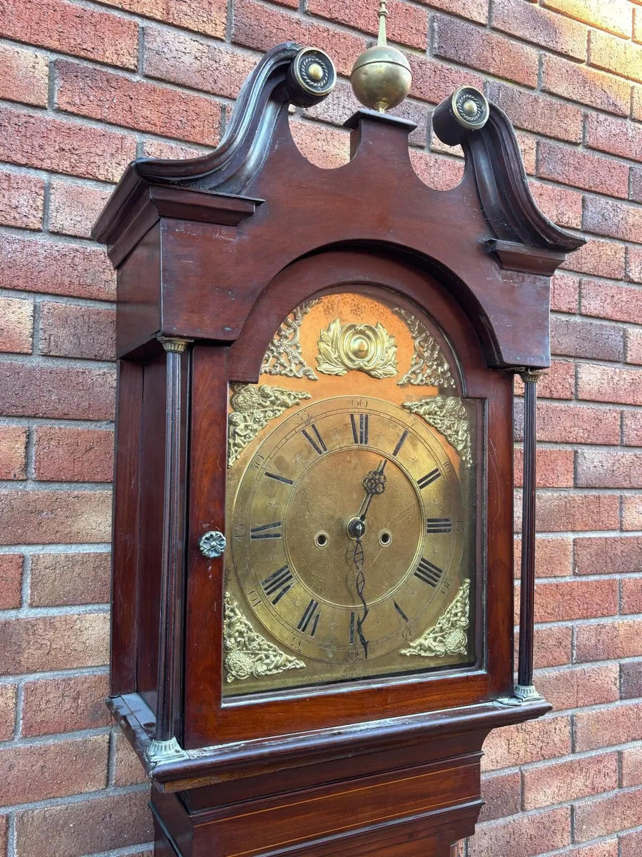 Victorian mahogany brass dial grandfather clock - Image 2