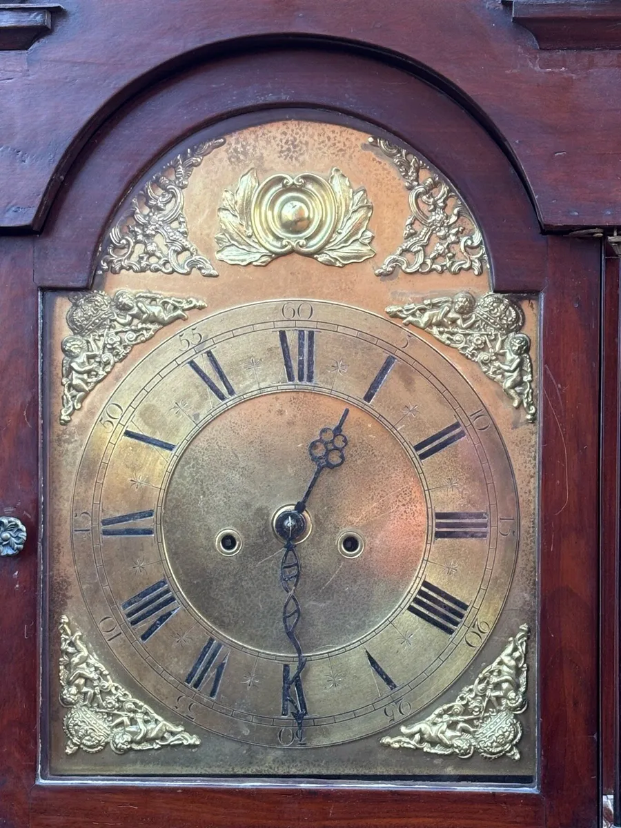 Victorian mahogany brass dial grandfather clock - Image 3