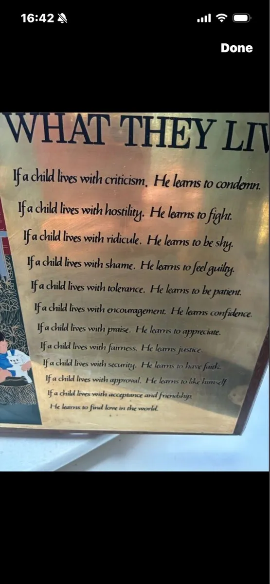 Children learn what they Live- Brass Frame - Image 3