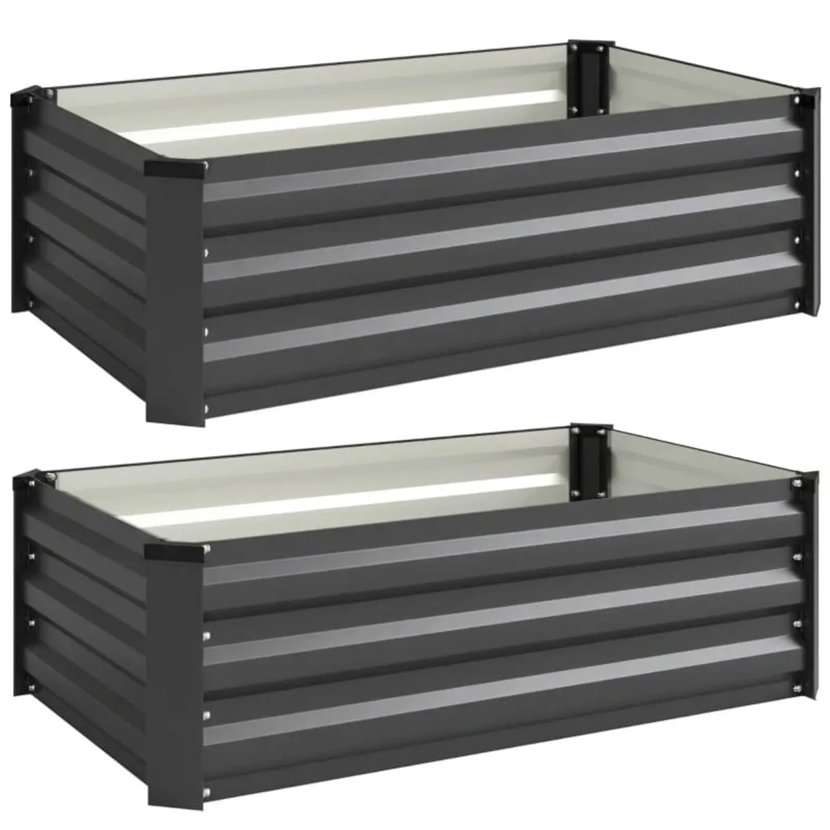 Set of Two 60 x 100cm Galvanised Steel Planters, G - Image 1