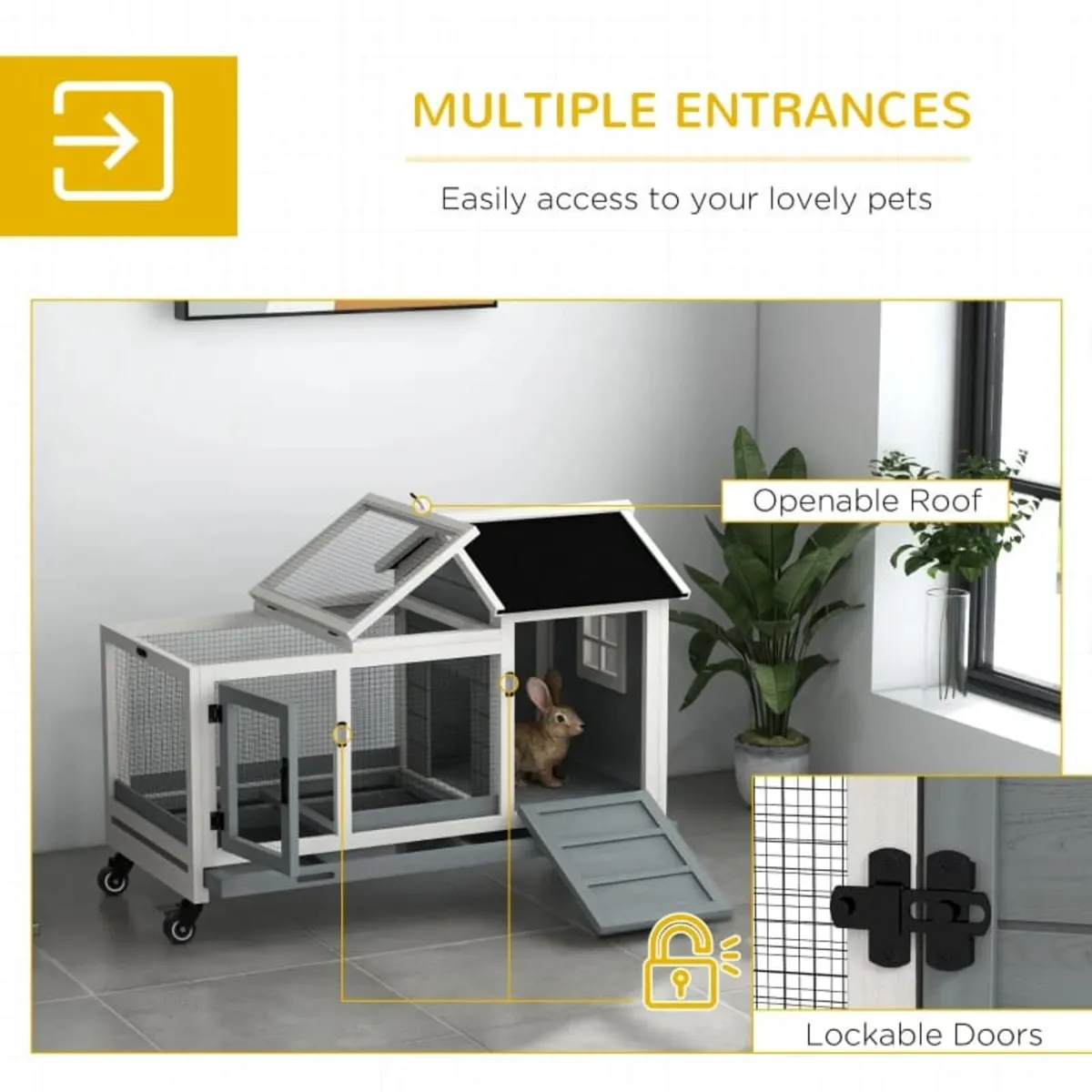 Wooden Rabbit Hutch, Guinea Pig Cage, with Removab - Image 3