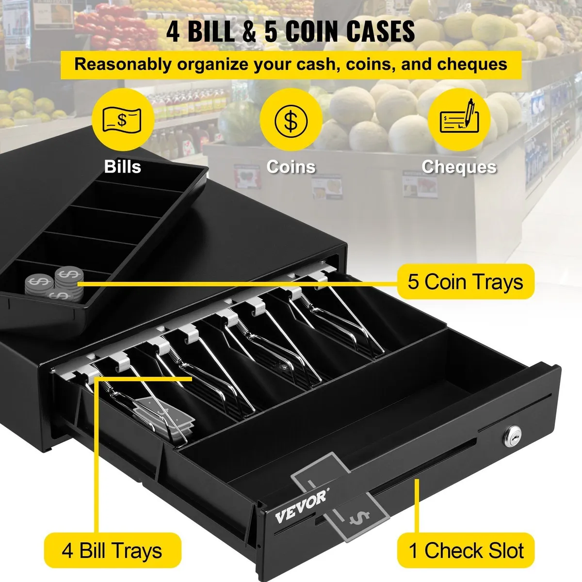 Motorised Cash Drawer - 4 Bill, 5 Coin Trays - Image 4