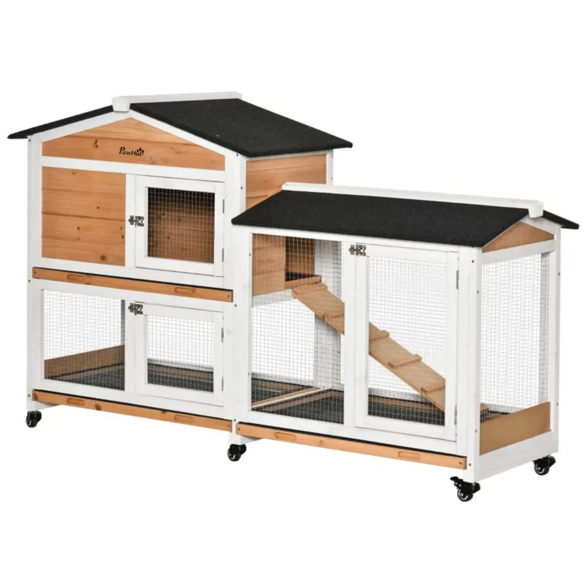 Rabbit Hutch Outdoor with Run Guinea Pig Hutch, 2- - Image 1
