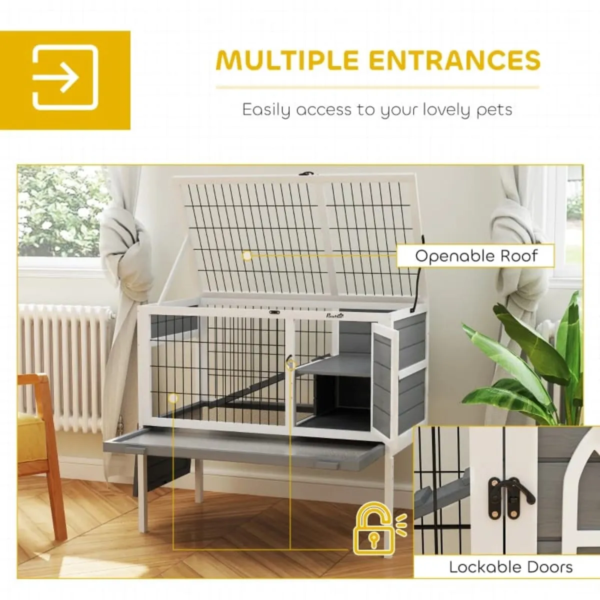 Wooden Rabbit Hutch, Guinea Pig Cage, with Removab - Image 2