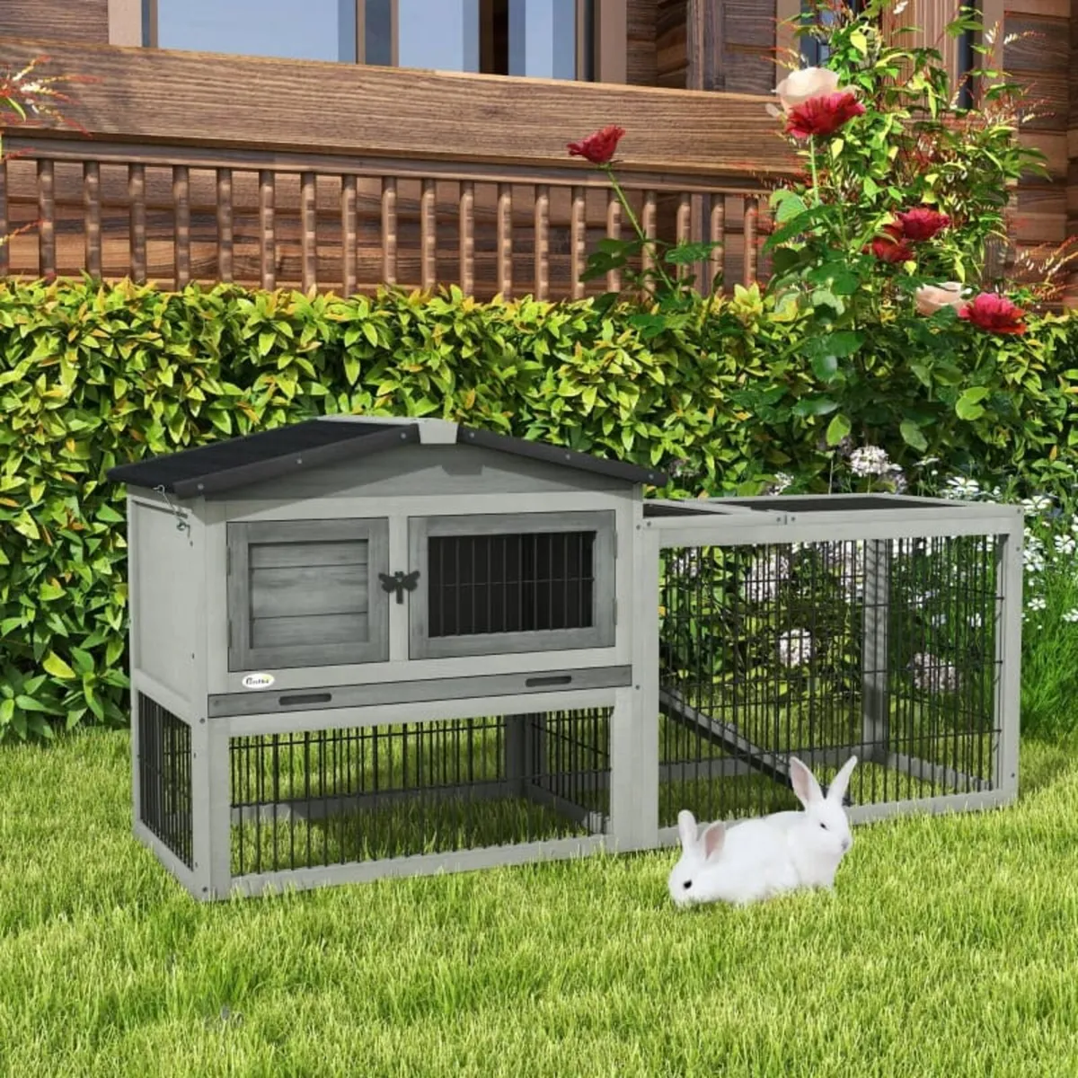 Wooden Rabbit Hutch with Outdoor Run Grey

Feature - Image 2