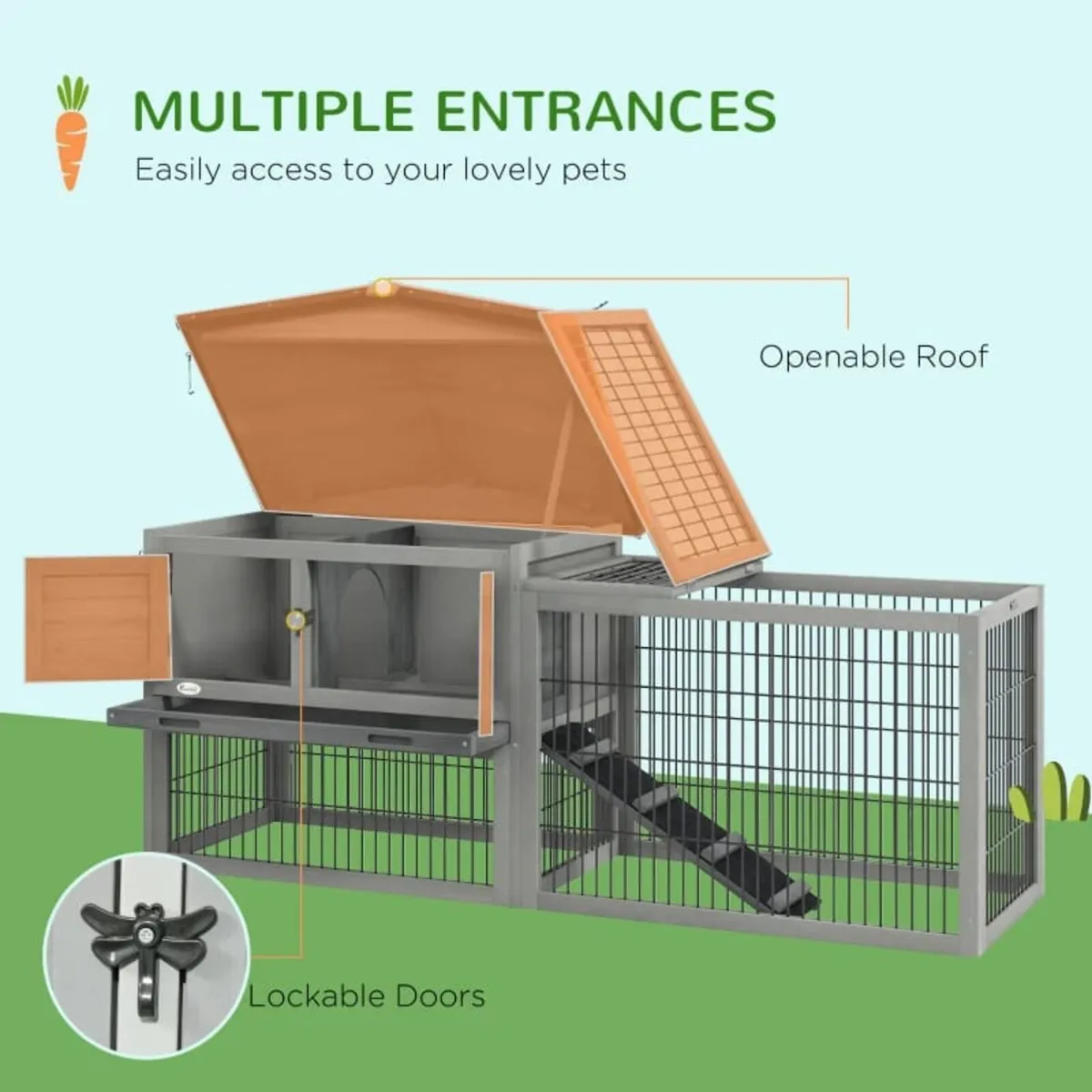 Wooden Rabbit Hutch with Outdoor Run Grey

Feature - Image 3