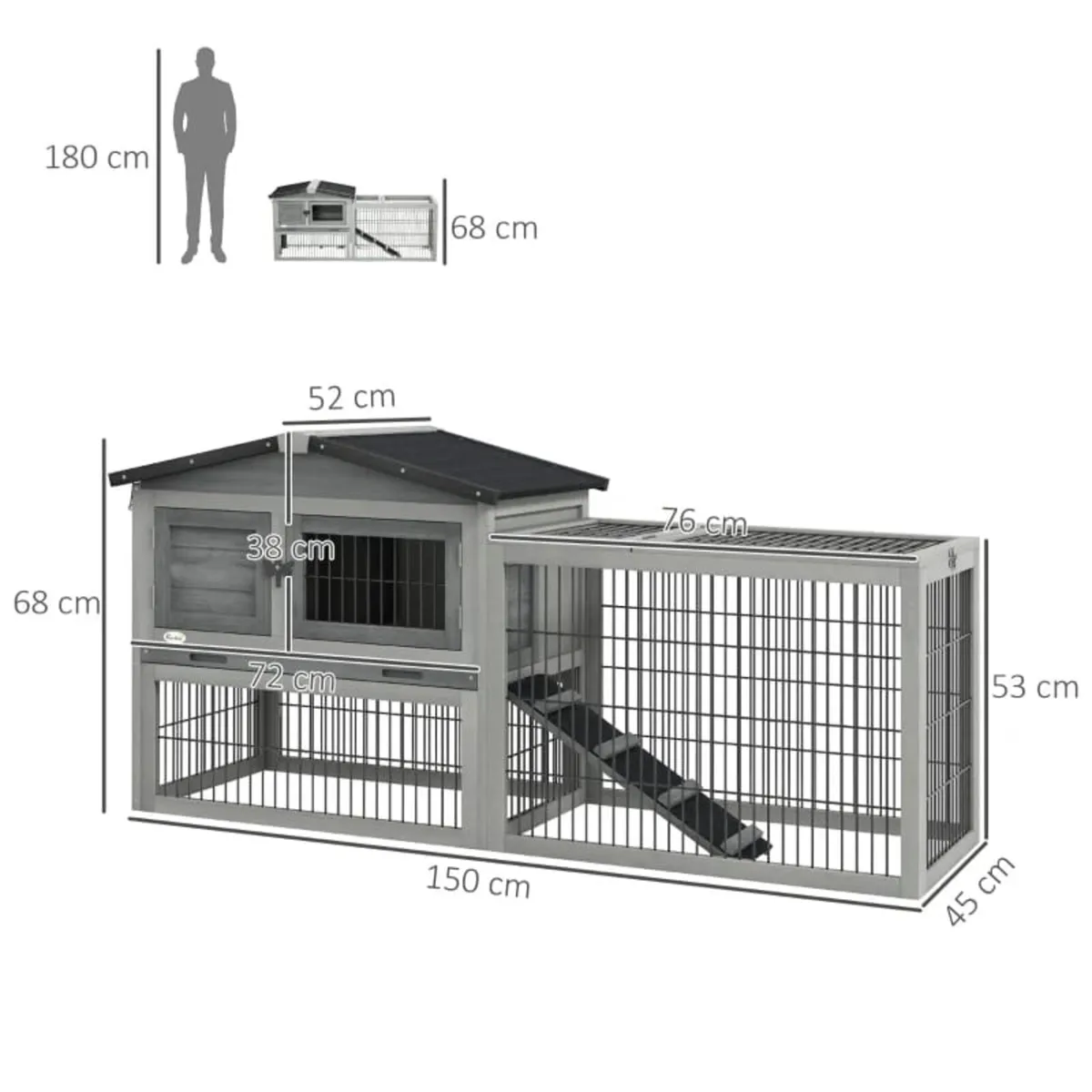 Wooden Rabbit Hutch with Outdoor Run Grey

Feature - Image 4