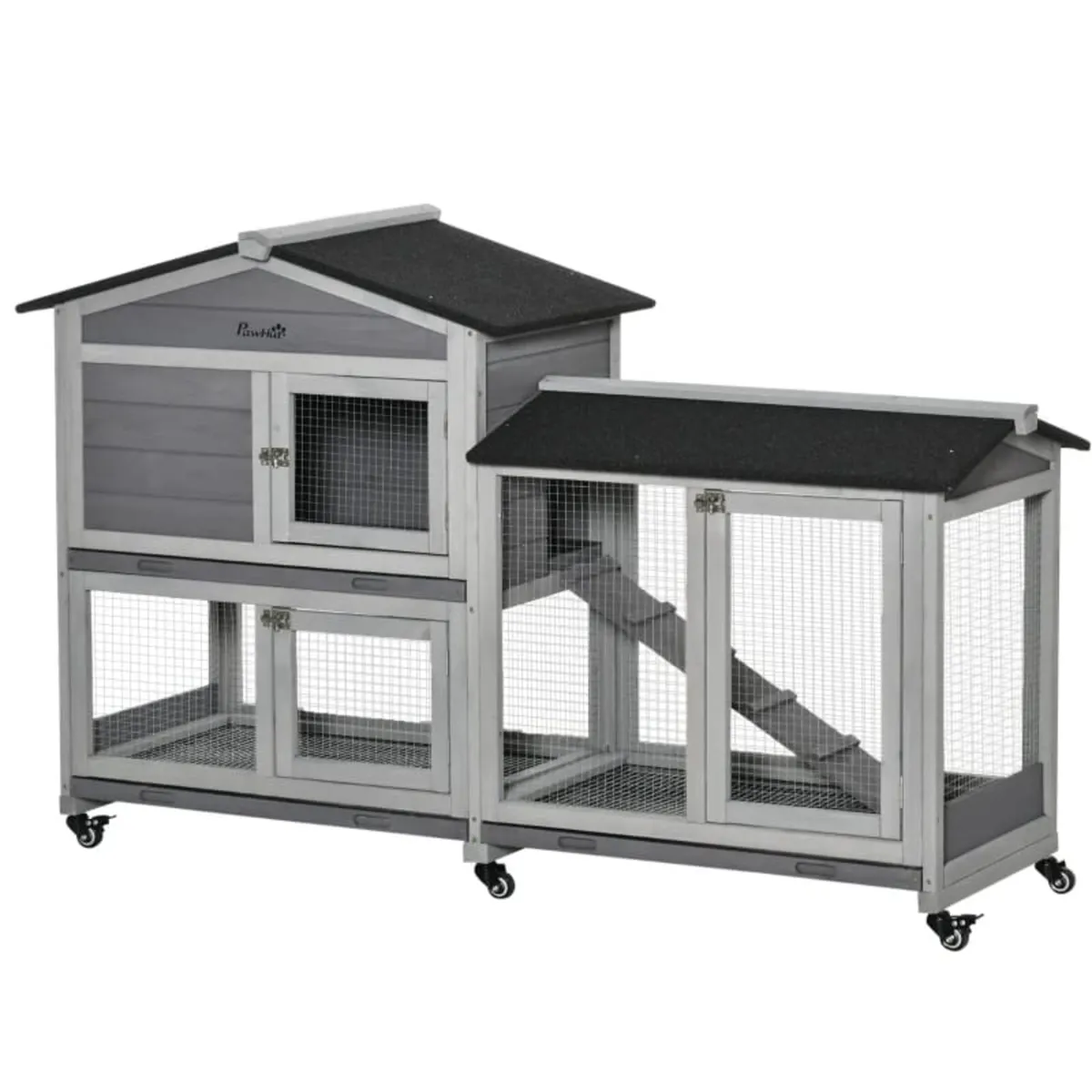 Wooden Rabbit Hutch, Guinea Pig Cage, with Wheels, - Image 1