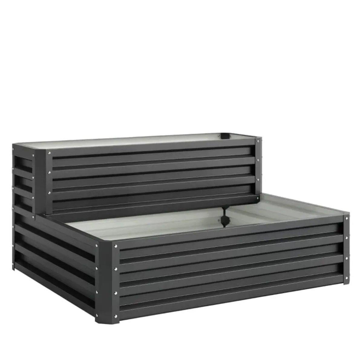 2 Tier Raised Garden Bed, Galvanised Planter Box w - Image 1