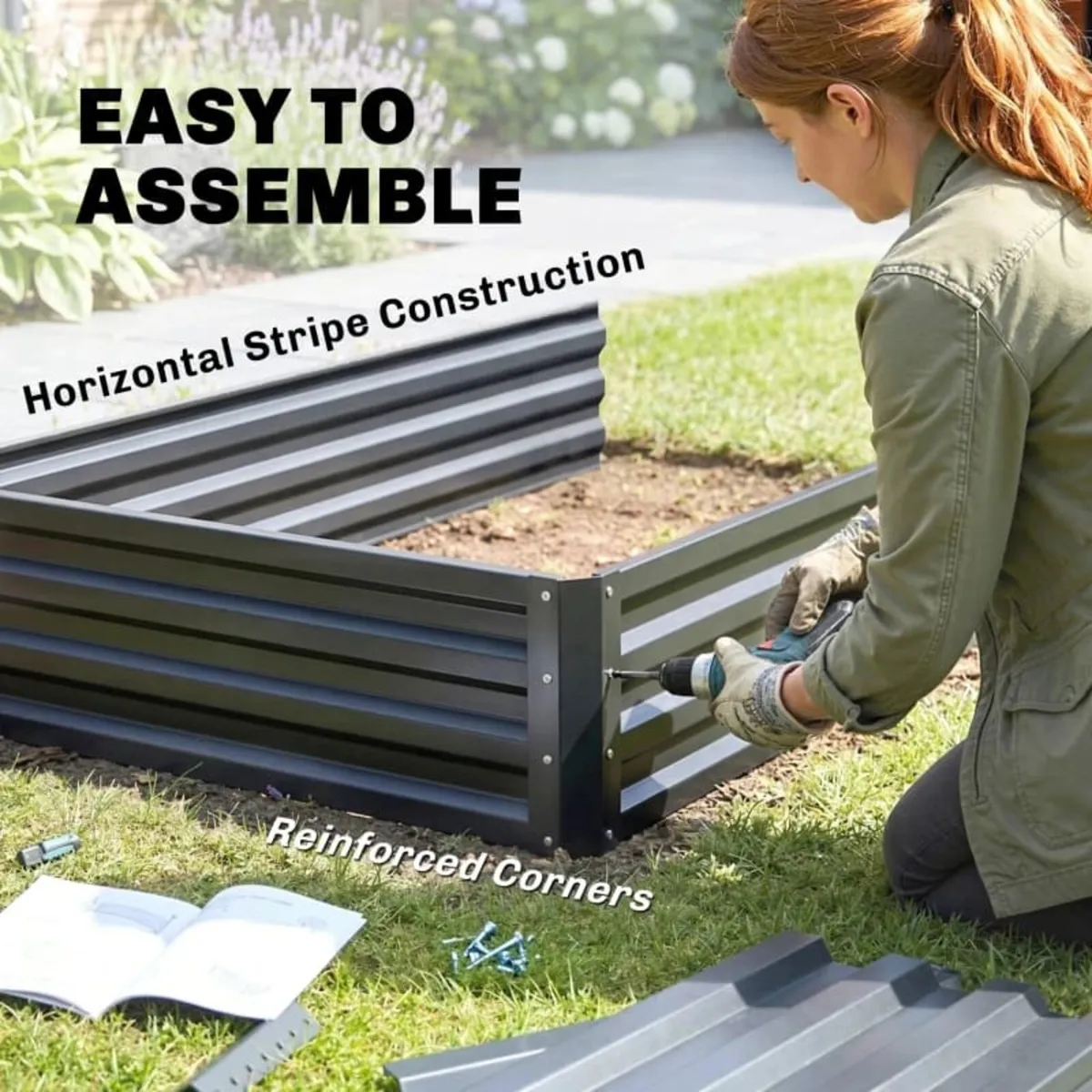 2 Tier Raised Garden Bed, Galvanised Planter Box w - Image 3