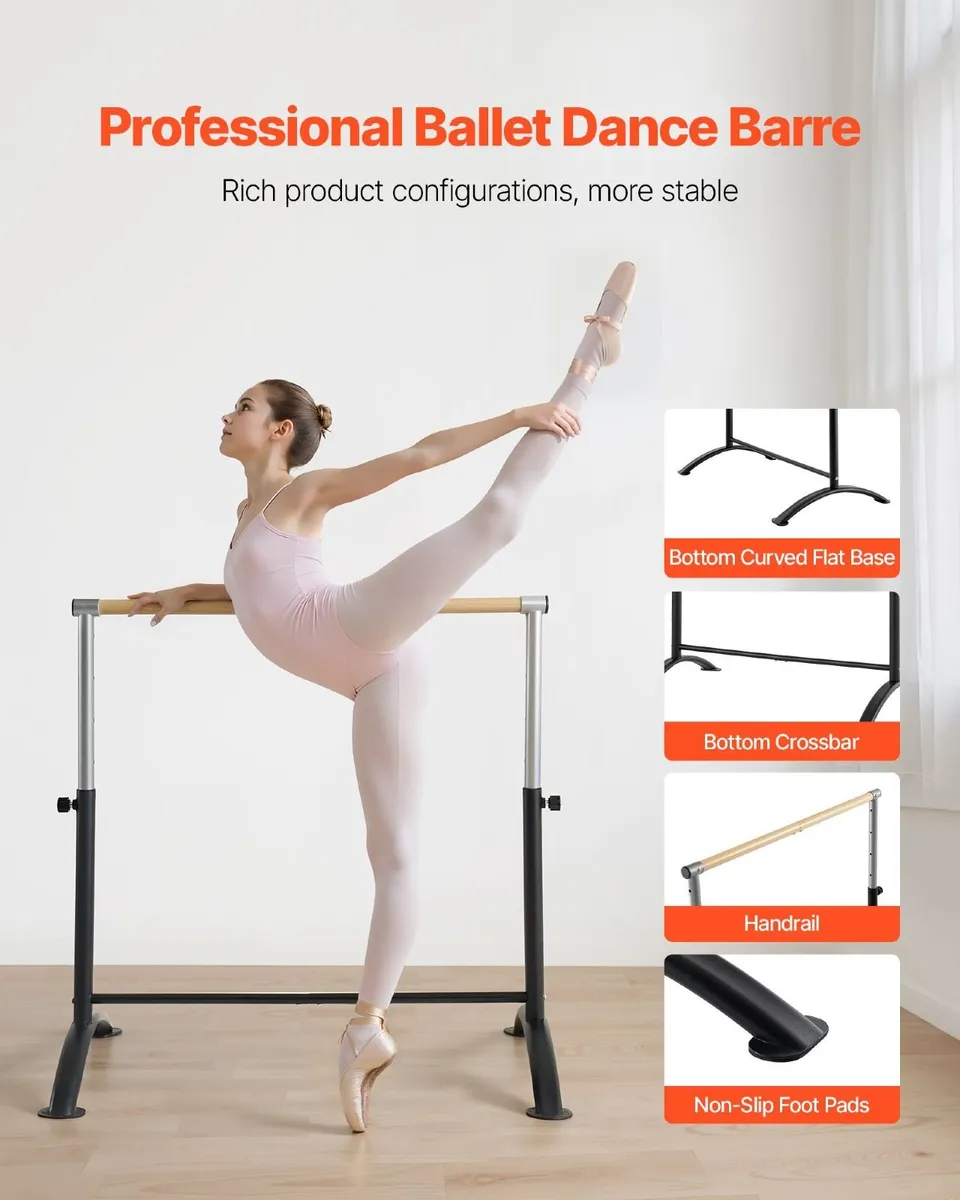 Freestanding Ballet Barre, Adjustable 28-44 in - Image 3