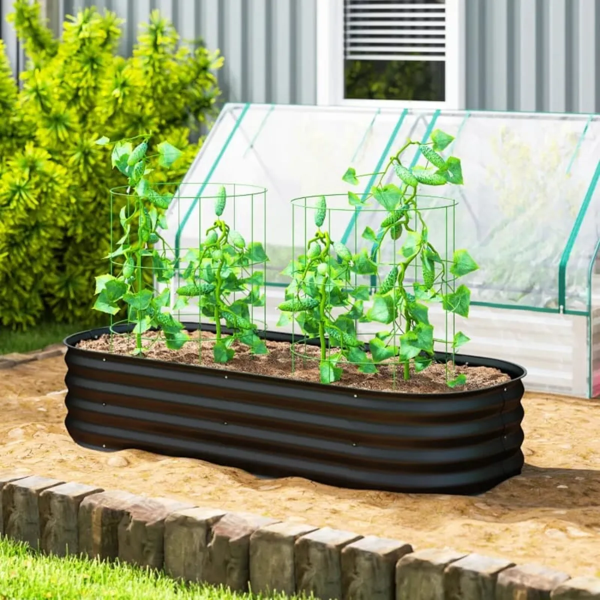Galvanised Raised Garden Bed, Metal Planter Box wi - Image 2