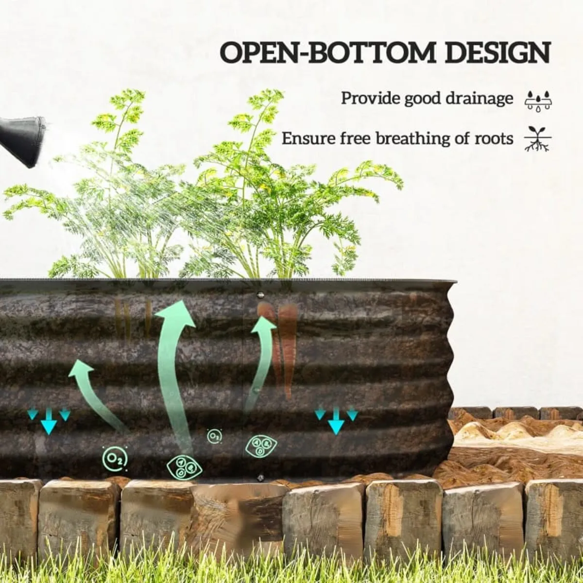 Galvanised Raised Garden Bed, Metal Planter Box wi - Image 3