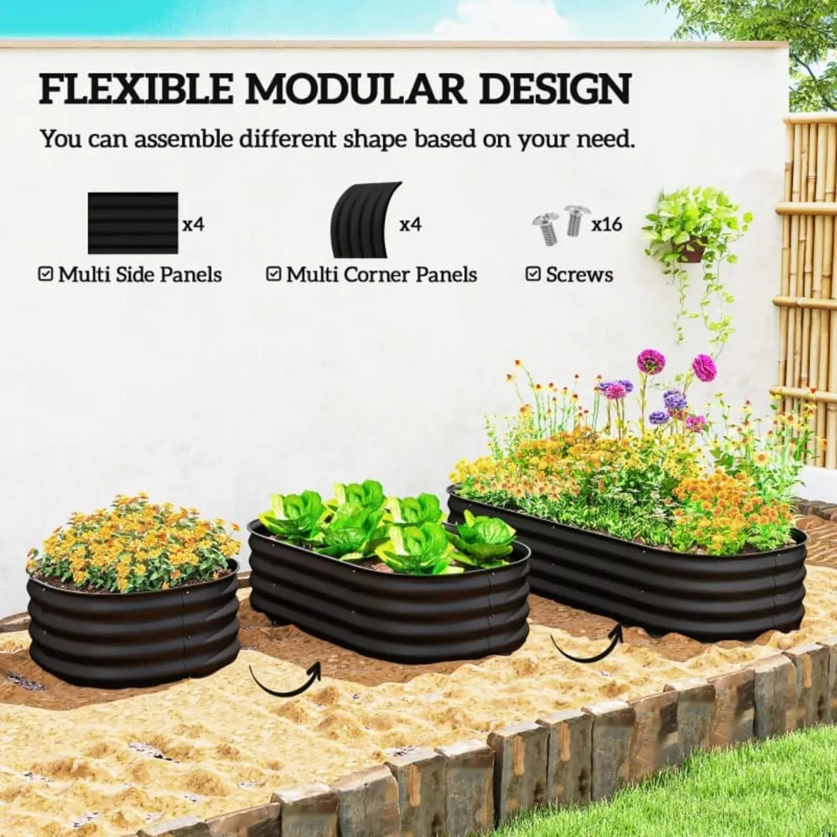 Galvanised Raised Garden Bed, Metal Planter Box wi - Image 4