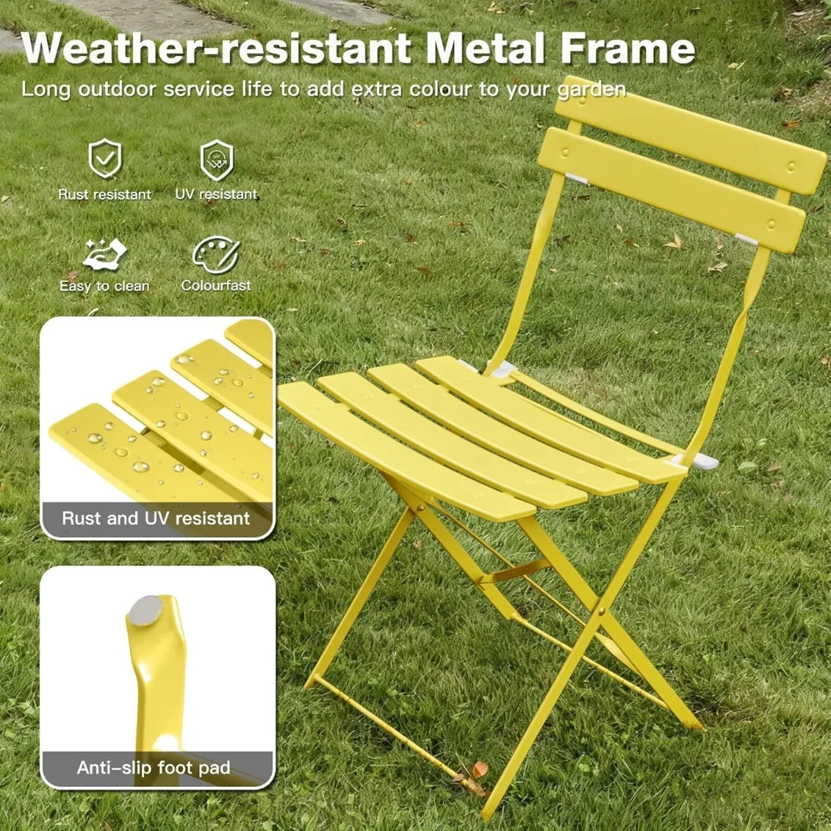 Folding Bistro Table and Chairs (Set of 2) - Image 3