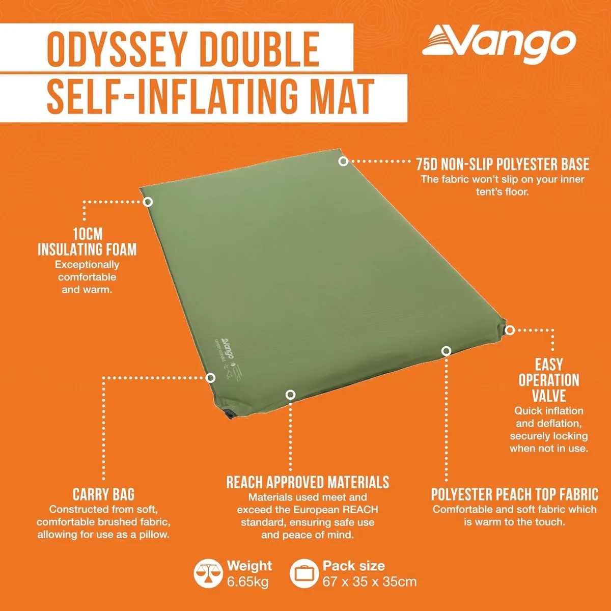 Odyssey Double Self Inflating Camping Mat - Image 3