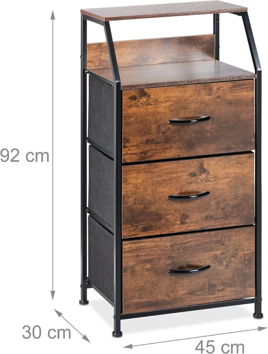 Shelf 3 Drawers 2 Shelves Vintage Look Industrial - Image 3