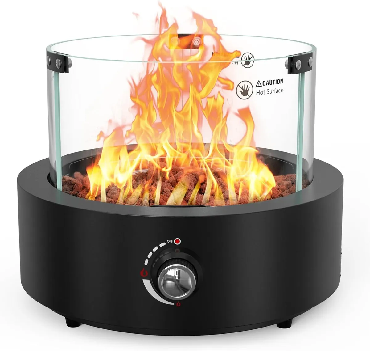 16" Tabletop Gas Fire Pit with Lava Rocks - Image 1