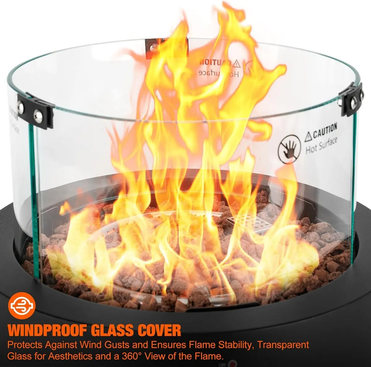 16" Tabletop Gas Fire Pit with Lava Rocks - Image 3