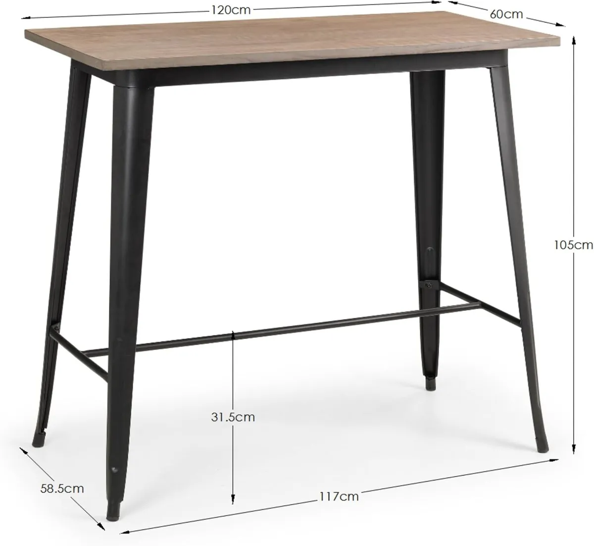 Bar Table for 2-4 Solid Elm H105 - Image 2