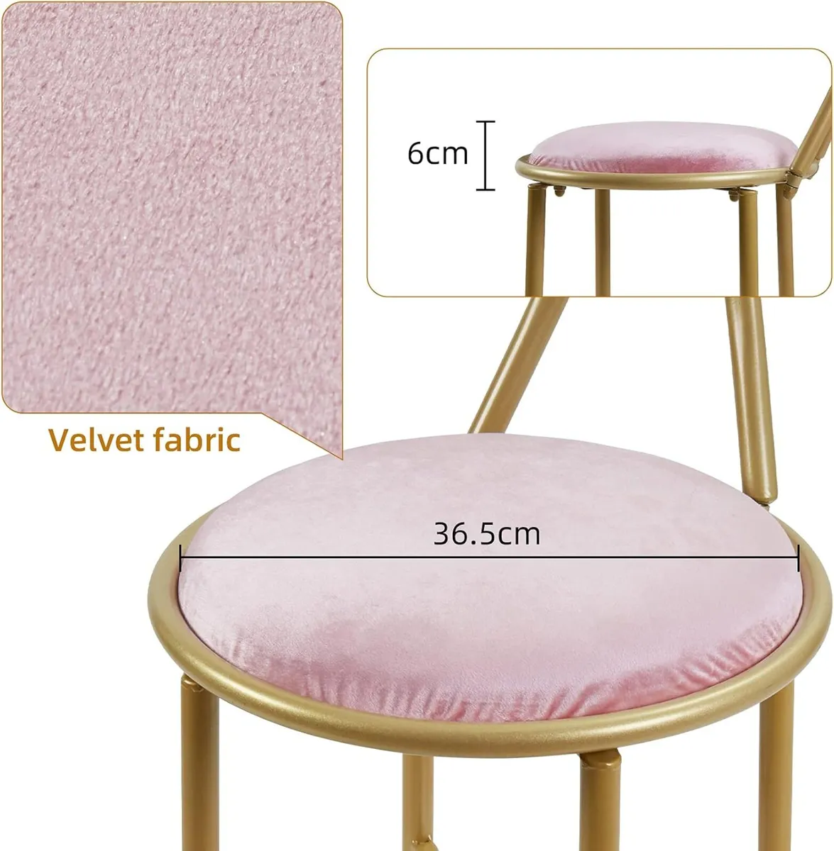 Glam Butterfly Back Vanity Chair Velvet Makeup - Image 4