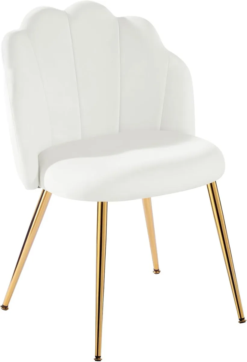 Velvet Shell Chair with Legs Vanity for Bedroom - Image 1
