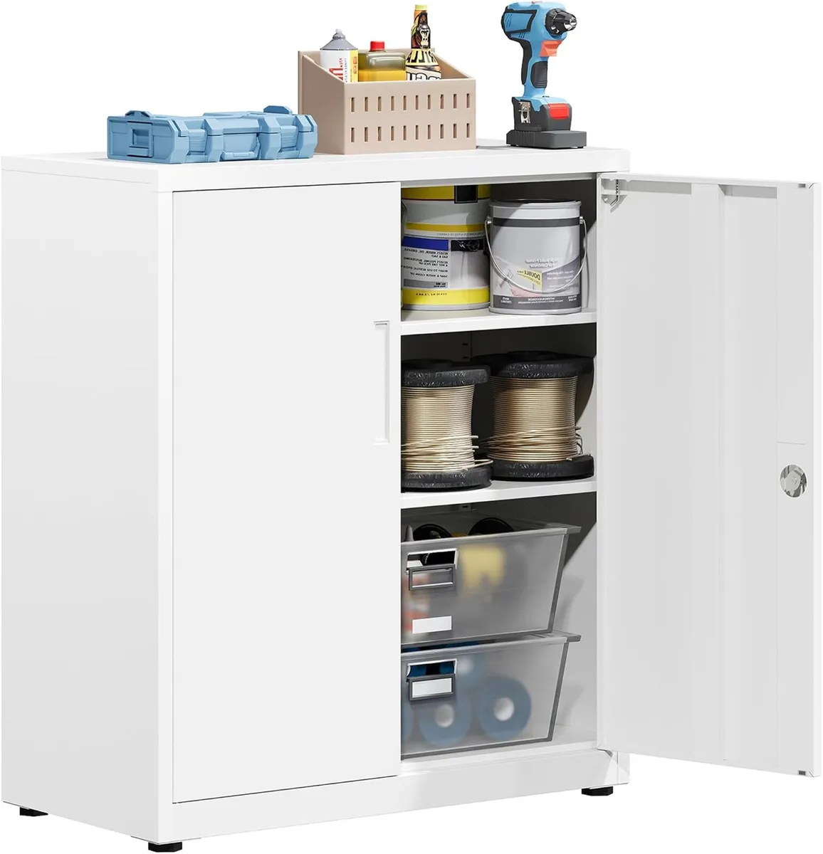 Metal Storage Cabinet Locking Garage 3-Tier Office - Image 1