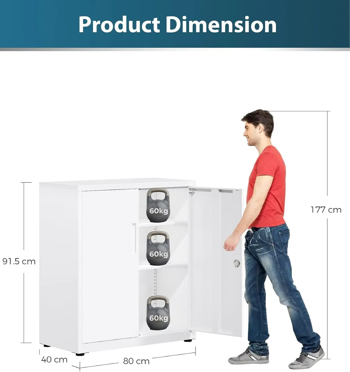 Metal Storage Cabinet Locking Garage 3-Tier Office - Image 2
