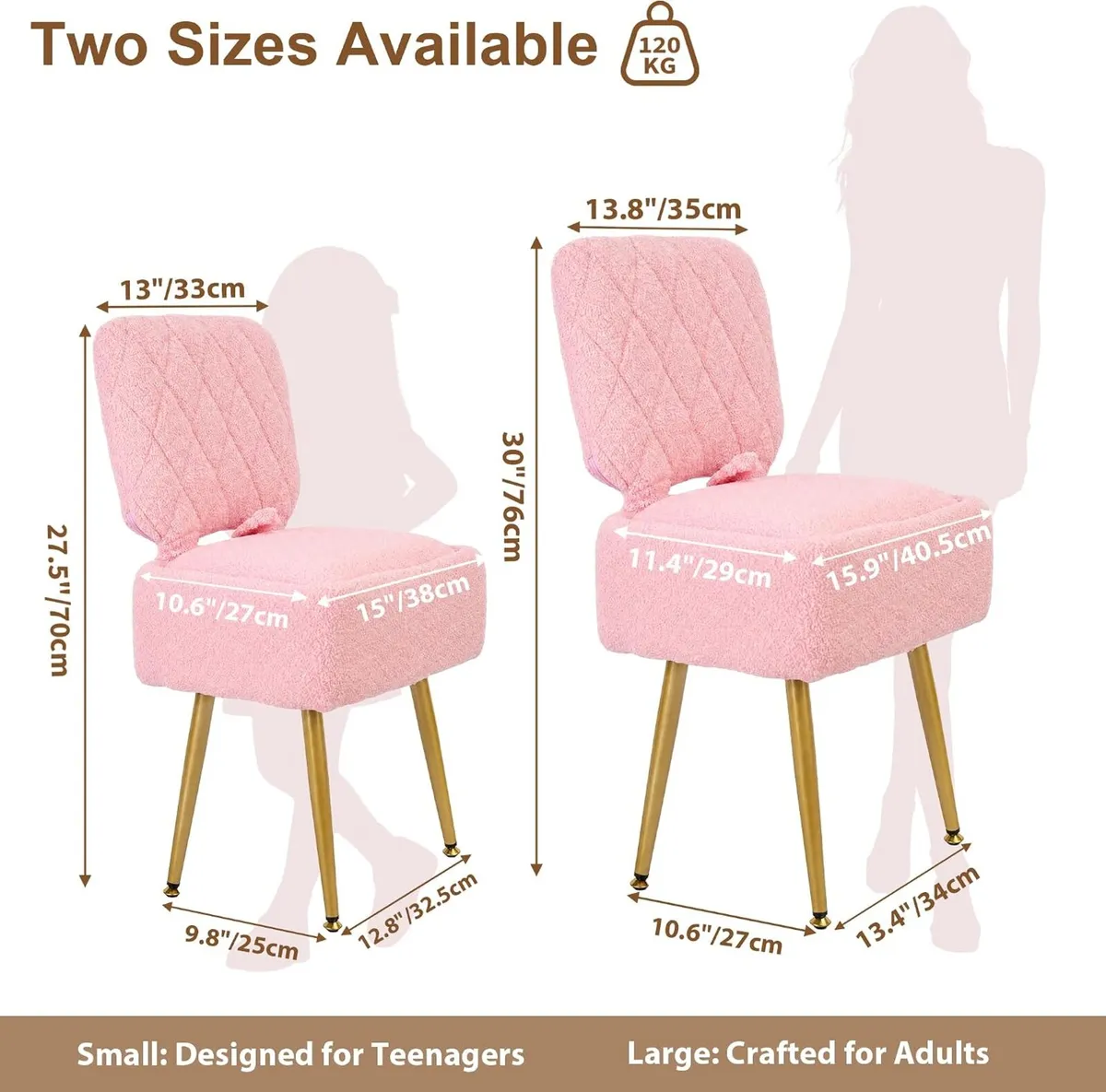 Vanity Chair with Stroage Sherpa Fleece Dressing - Image 3