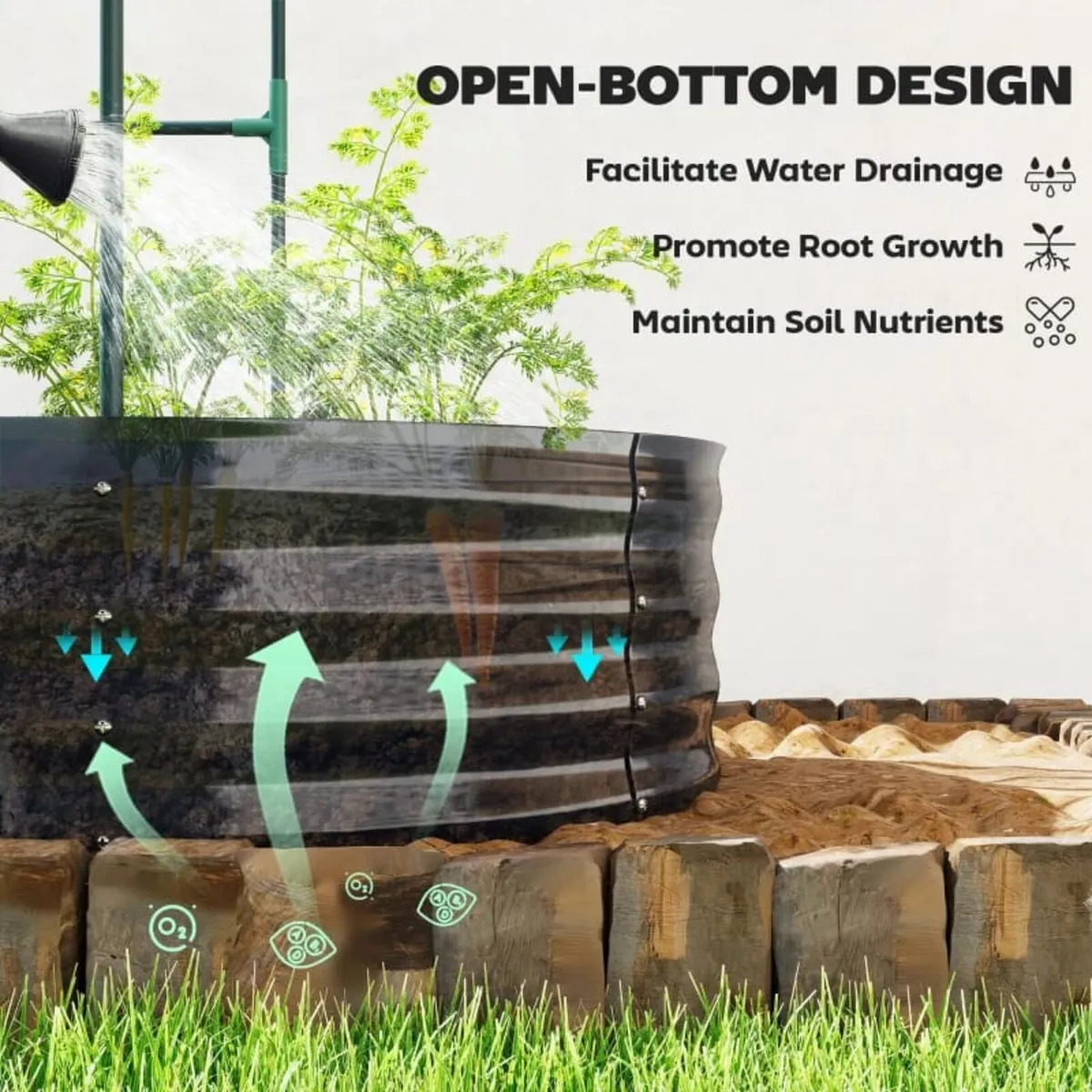Raised Bed with Trellis, Metal Planter Box with Gl - Image 4