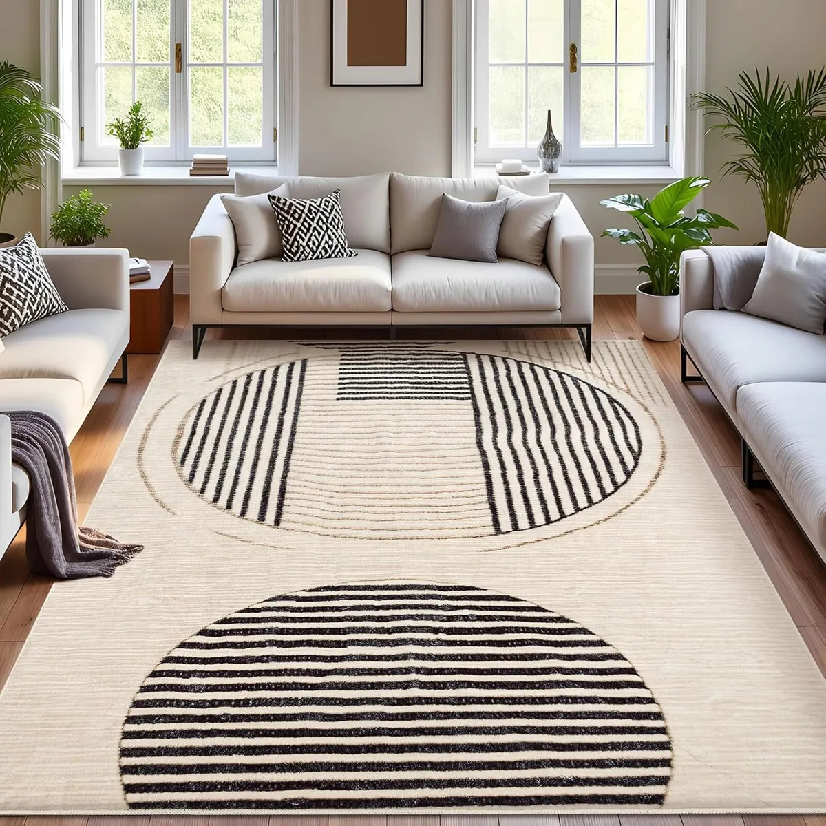 Washable Rugs Living Room Soft Geometric Rug - Image 1