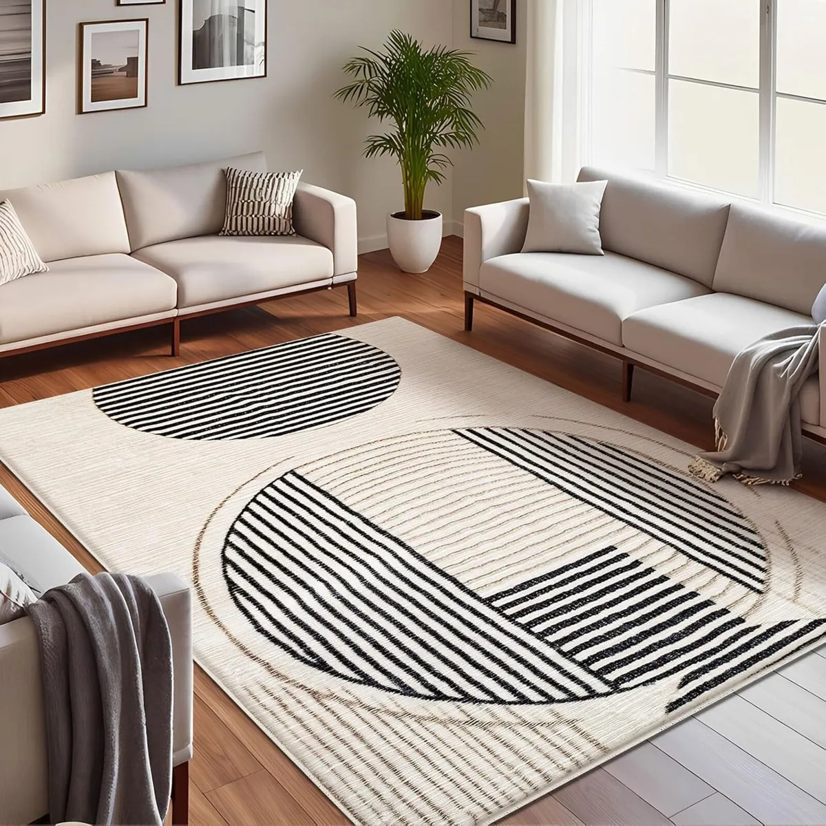 Washable Rugs Living Room Soft Geometric Rug - Image 2