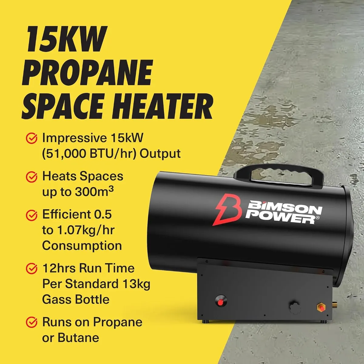 15KW Propane Gas Heater 51 000 Btu Portable Space - Image 3
