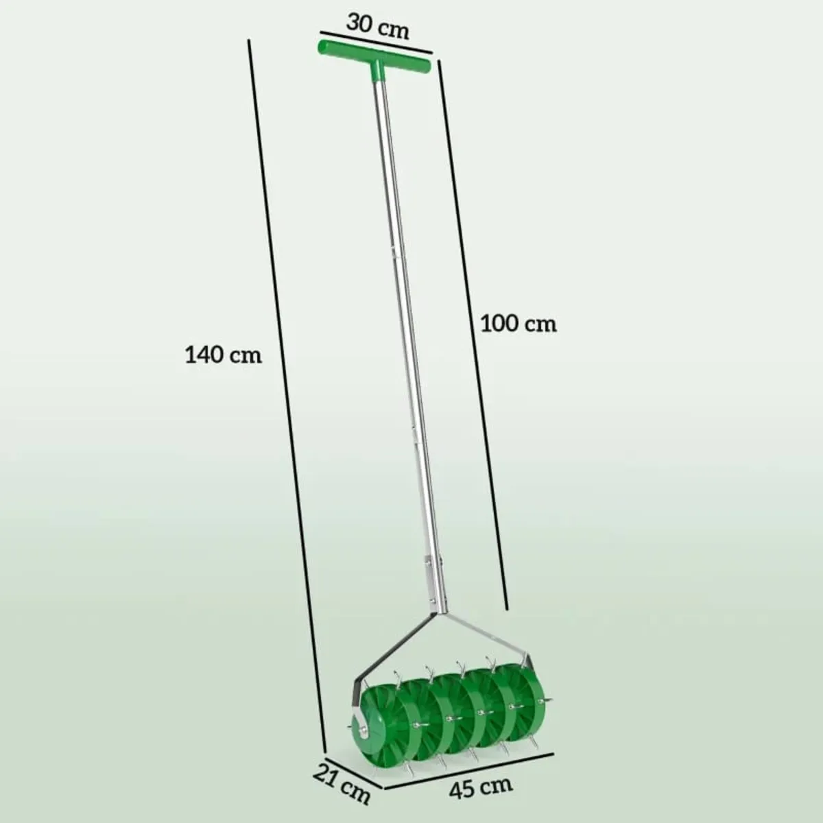 Rolling Lawn Aerator, Manual Grass Spike Roller, H - Image 2